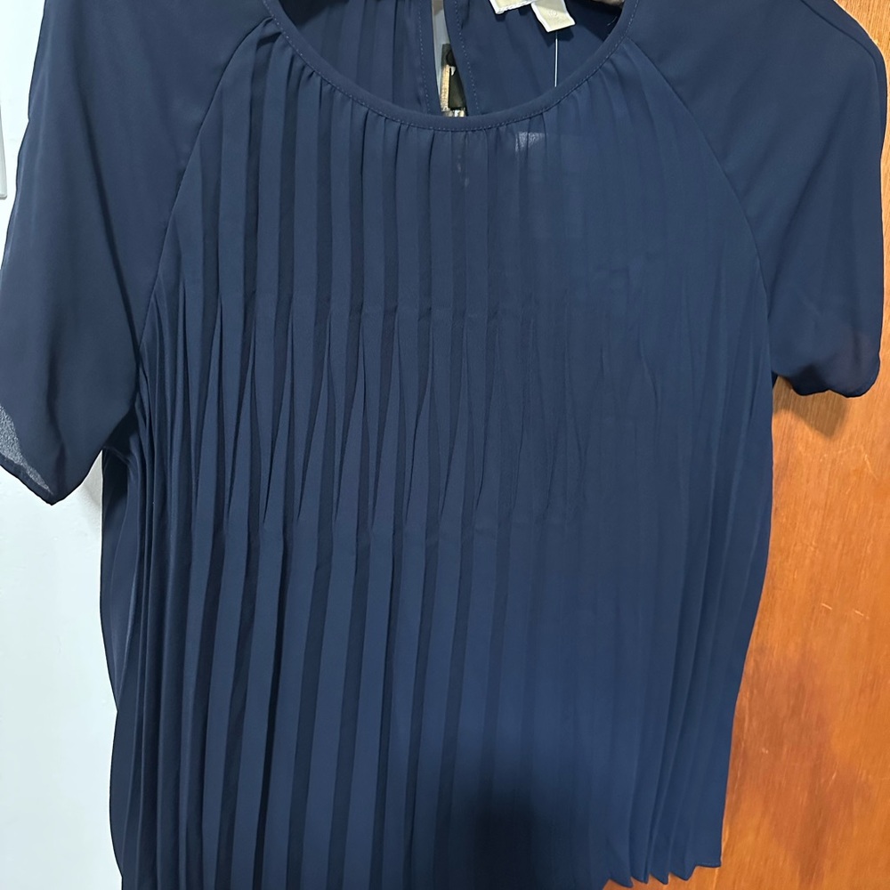 Michael Kors Elegant Navy Blue Pleated Women's Top